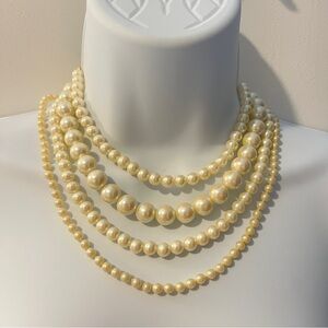 Four Strand Pearl Choker Necklace- Adjustable
